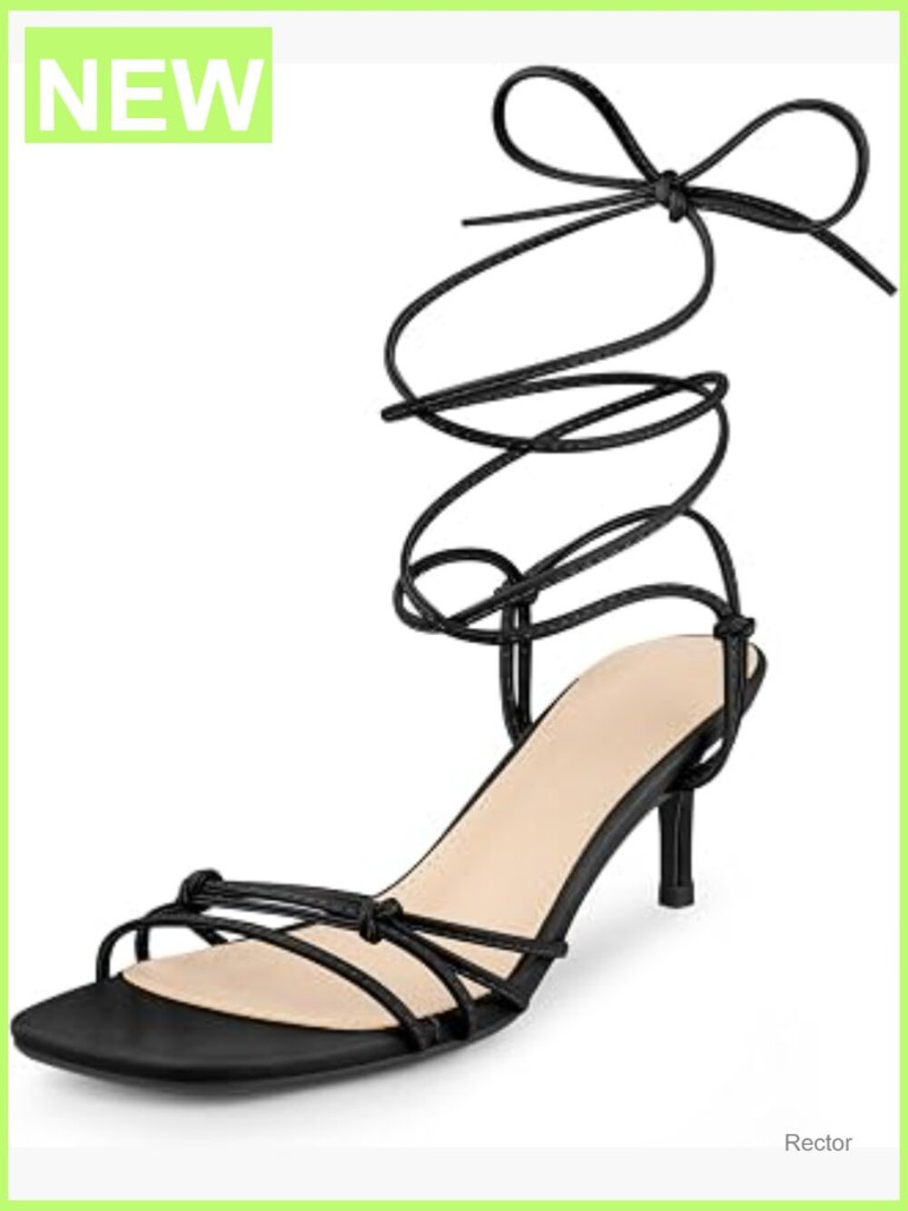 Women's Strappy Kitten Heel Sandals Square Toe Lace Up Dress Shoes